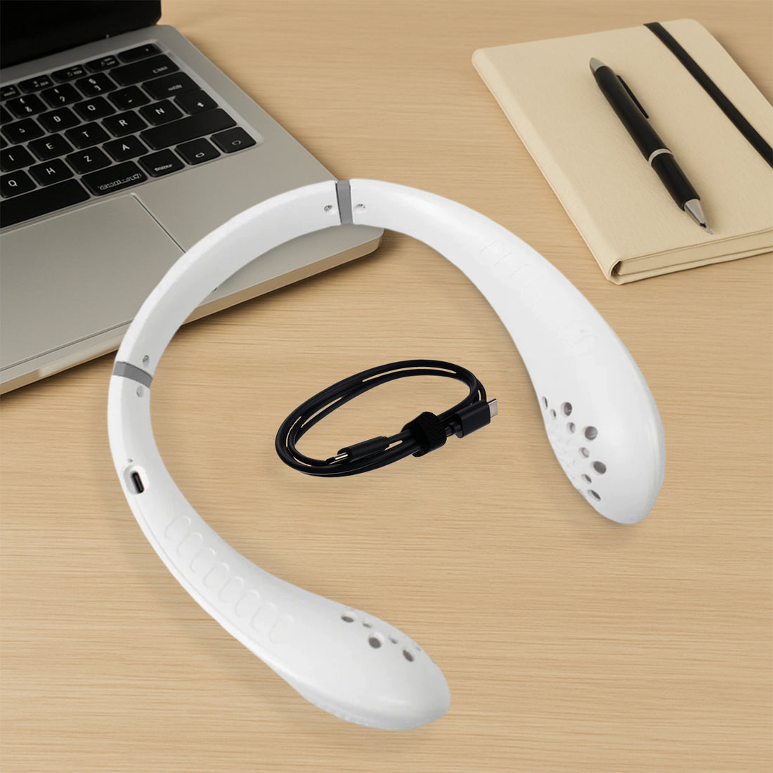 0876 Neck Fan Portable And Wearable Personal Fan Usb Rechargeable Headphone Design Neckband Fan With 3 Speeds Suitable For Outdoor Family Sports Travel - Shop Gharse