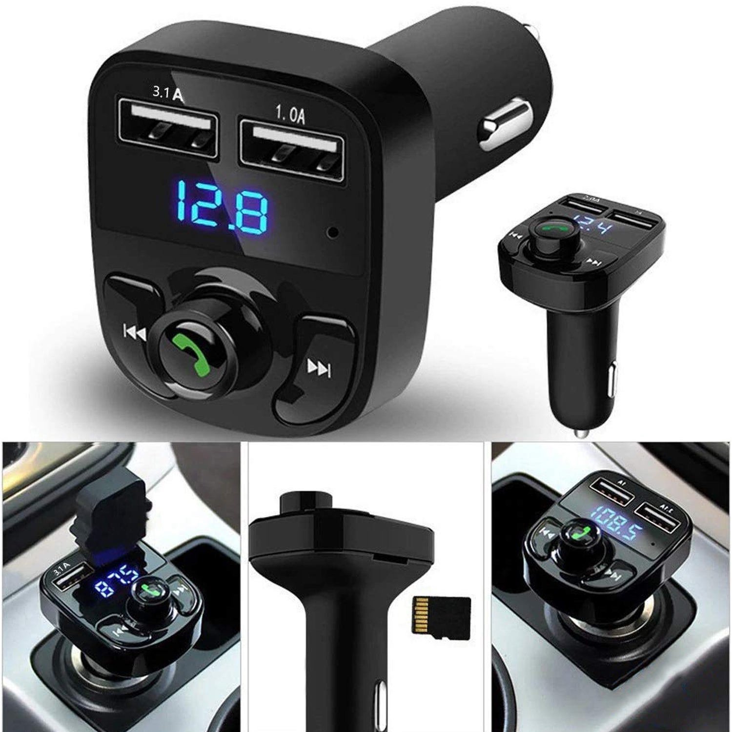 8533 Car-x8 Bluetooth Fm Transmitter Kit For Hands-free Call Receiver  Music Player  Call Receiver  Fast Mobile Charger Ports For All Smartphoneswith 3.1a Quick Charge Dual Usb Car Charger - Shop Gharse