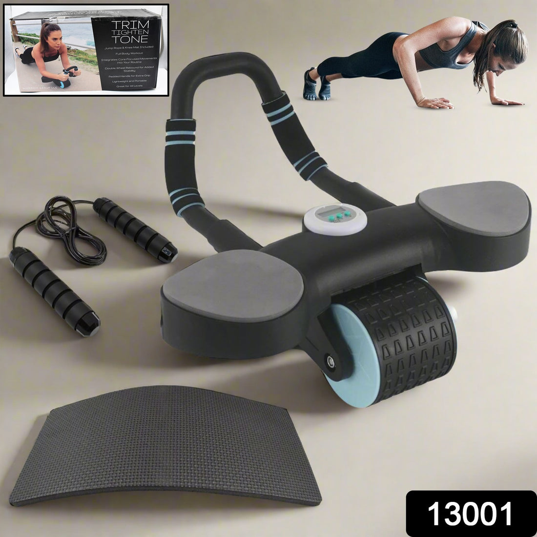 Abdominal Wheel Roller Widened Elbow Support Roller With Timer  Skipping Rope (1 Set) - Shop Gharse