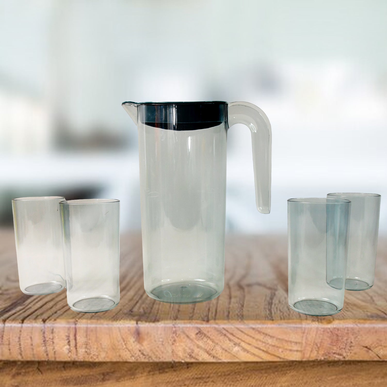 Apex Crystal Premium Jug With Lid  4 Pcs Glass (1500 Ml  300 Ml Approx  5 Pcs Set) - Shop Gharse