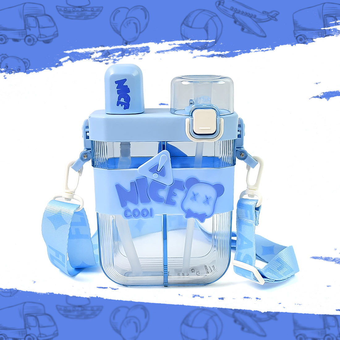 2in1 Dual Compartment Water Bottle With Straw And Adjustable Shoulder Straps (1 Pc  Multi Color) - Shop Gharse