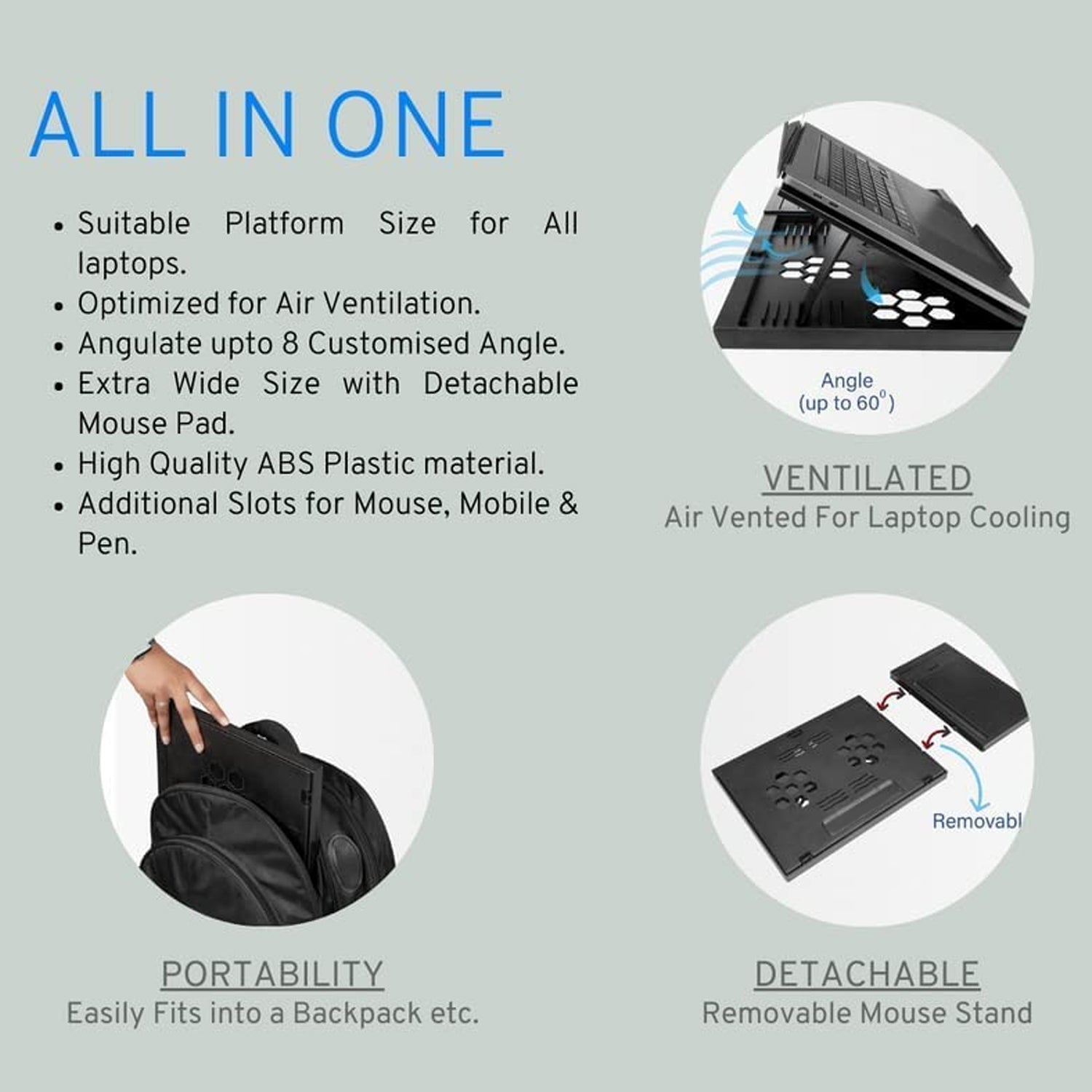 1229 Laptop Stand Suitable Portable Foldable Compatible With Macbook Notebook Tablet Tray Desk Table Book With Free Phone Stand - Shop Gharse