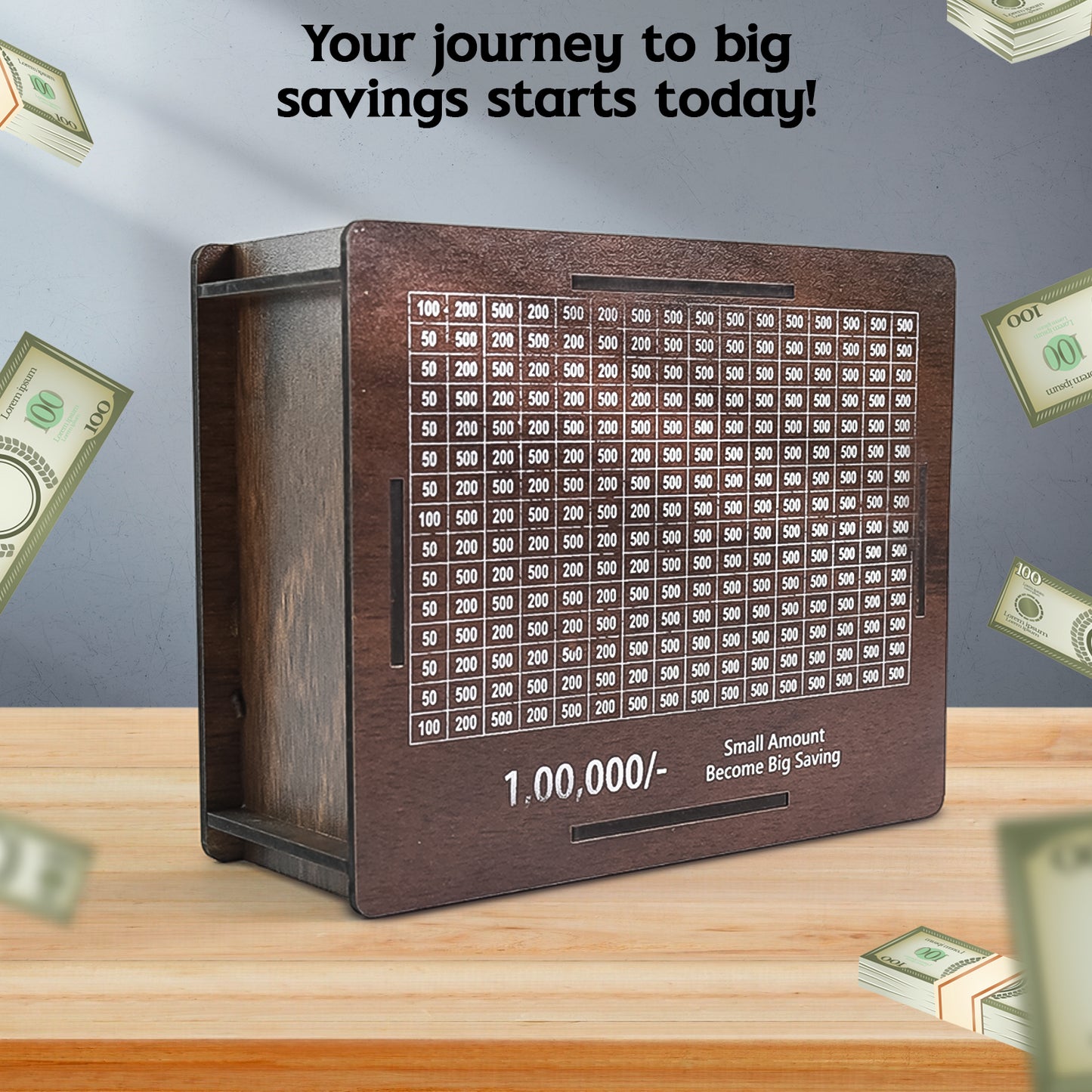 Wooden Money  Piggy Bank Money Box (1 Pc  4 Sketch Pen)