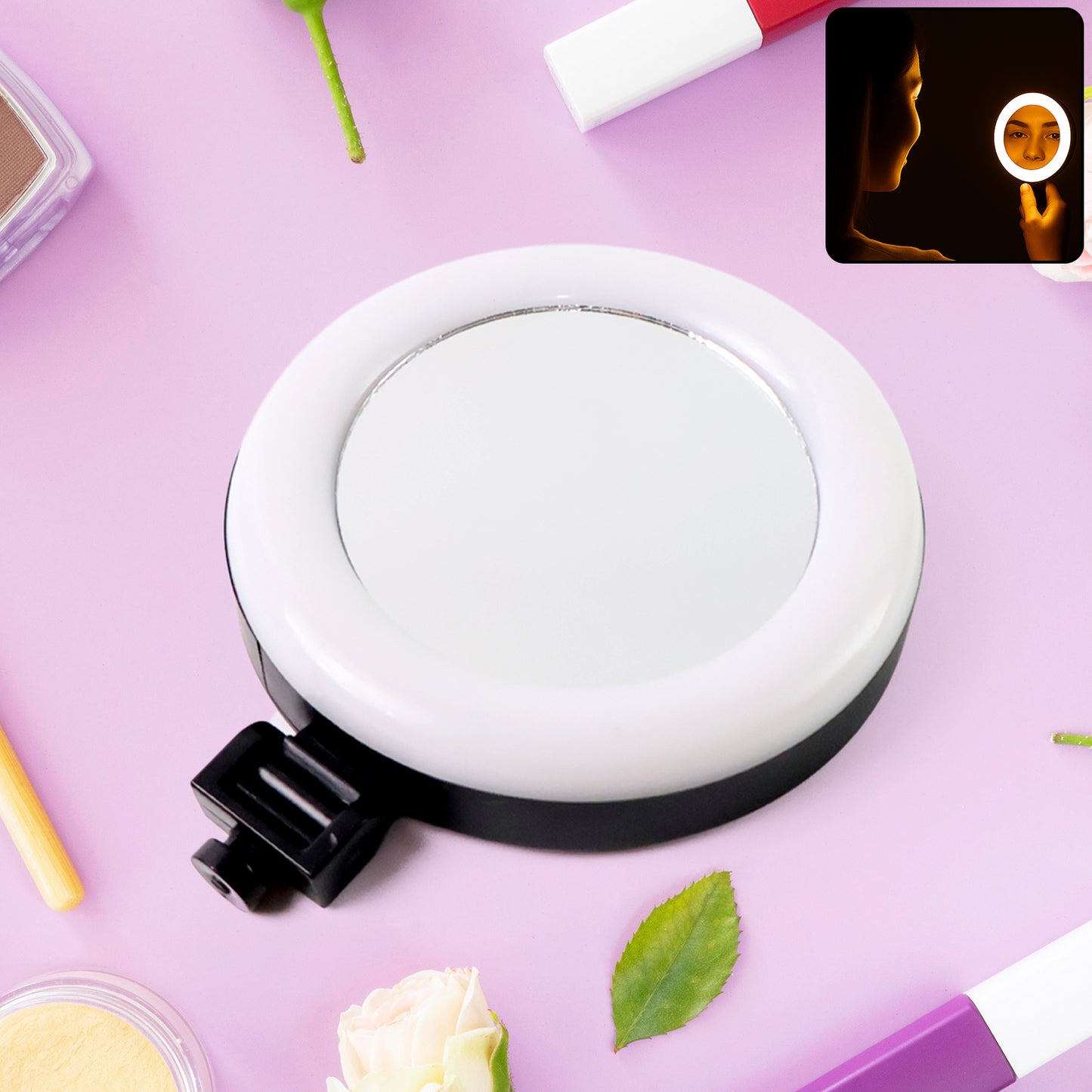 Rechargeable Led Makeup Mirror With Ring Light (1 Pc) - Shop Gharse