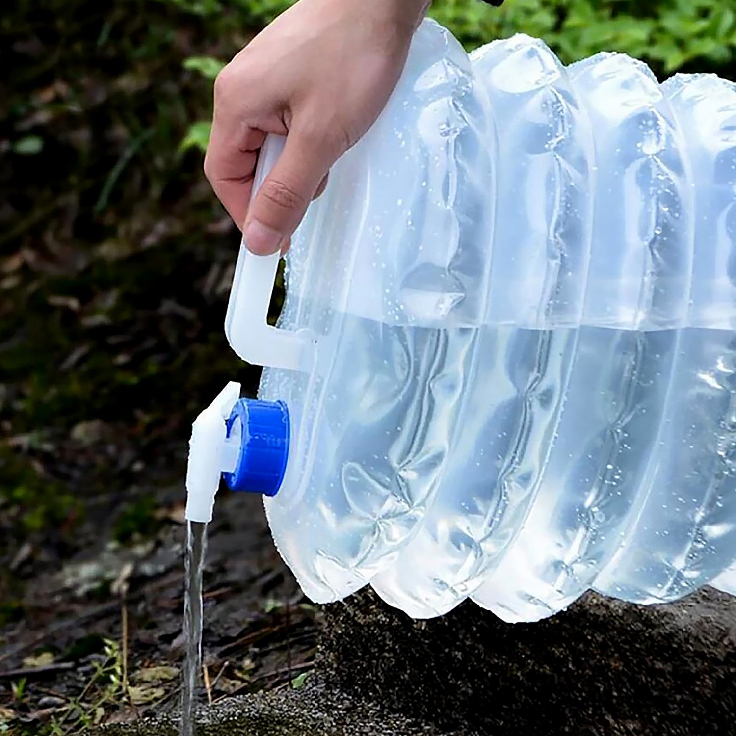 Outdoor Camping Collapsible Portable Water Container With Carry Handle Tap Valve Large Food Grade - Shop Gharse