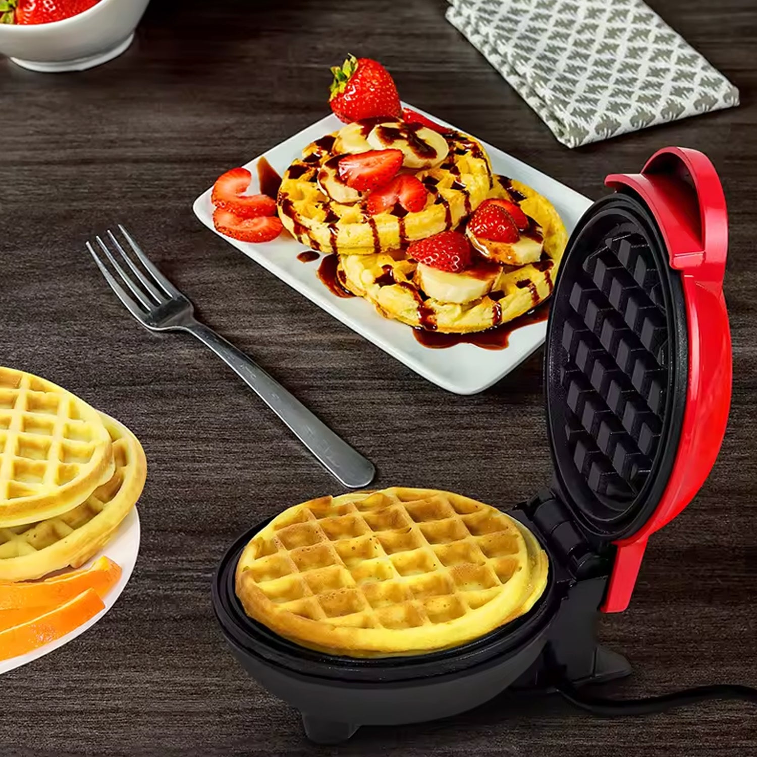 Mini Waffle Maker Machine Waffle Iron Home Appliances Kitchen Gift Easy To Clean On-stick Surfaces Perfect Breakfast Dessert Sandwich Pan Cakes Paninis  Other Snacks Machine - Shop Gharse