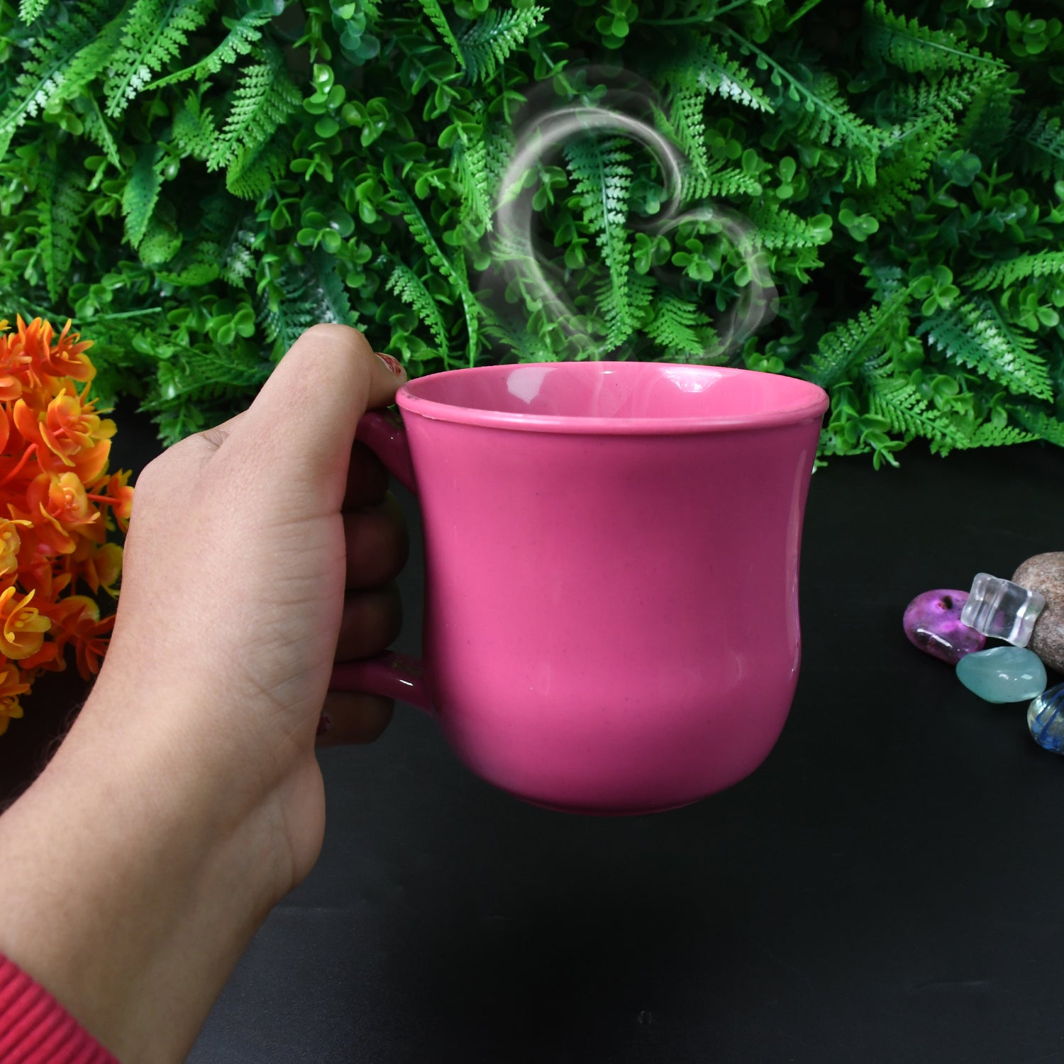 Premium Plastic Coffee  Tea Cups  Mug With Handle (1 Pc  With Color Box  Mix Color) - Shop Gharse
