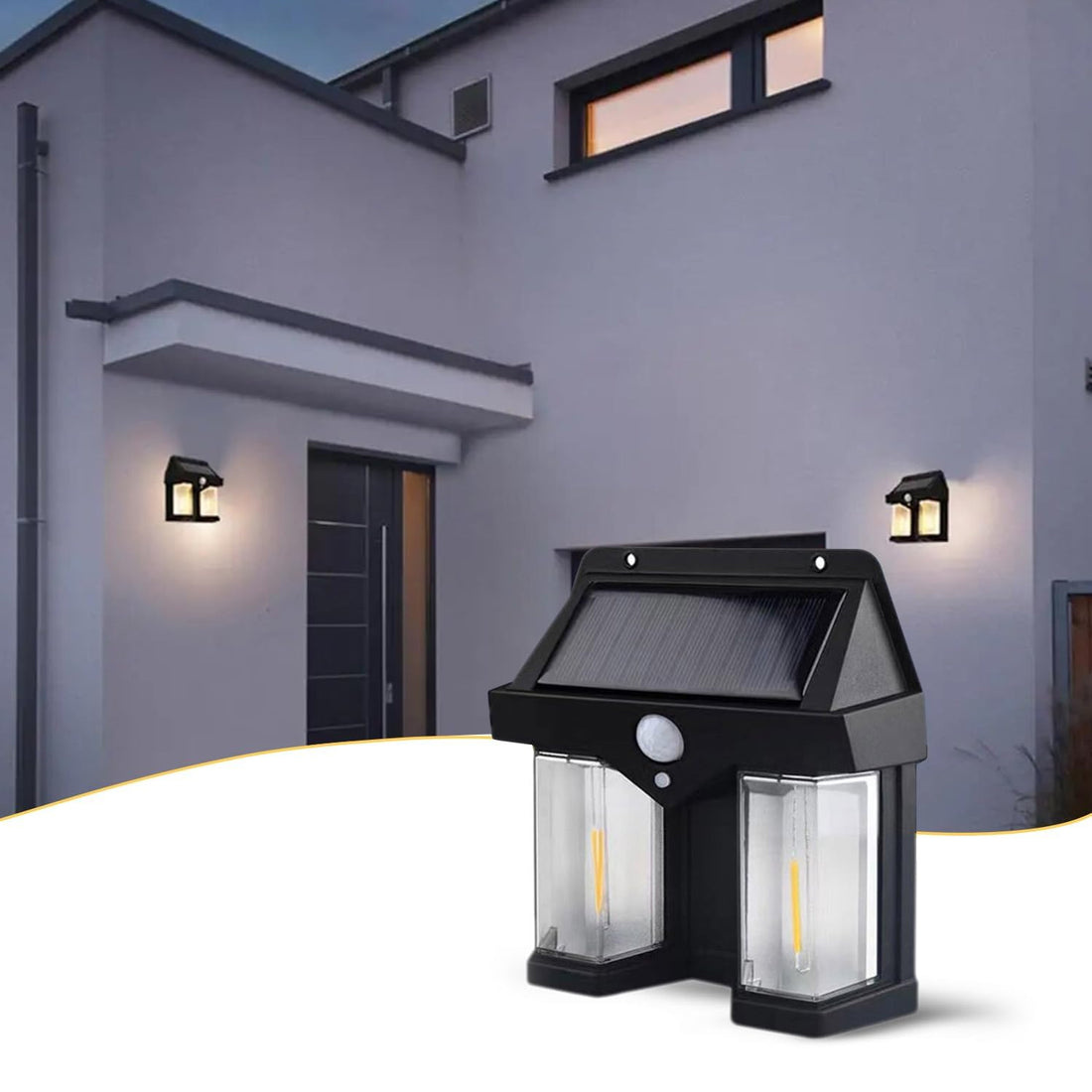 12585 Outdoor Solar Wall Lamp Outdoor Waterproof High Quality Lamp Induction Garden Lamp Garden Villa Night Lamp Double Lamp Light (1 Pc) - Shop Gharse