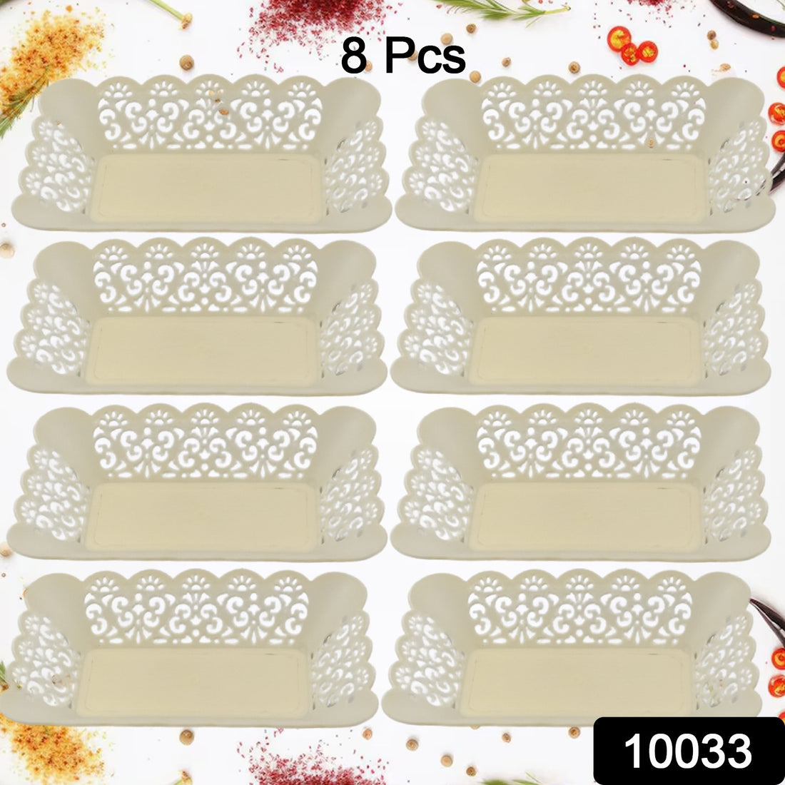 10033 Rectangle Plastic Dinner Plate Snacks  Breakfast Restaurant Serving Trays Home School Coffee Hotel Kitchen Office (8 Pcs Set) - Shop Gharse