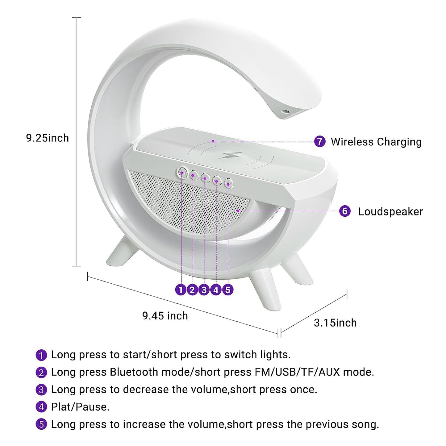 1393   3-in-1 Multi-function Led Night Lamp With Bluetooth Speaker Wireless Charging For Bedroom For Music Party And Mood Lighting - Perfect Gift For All Occasions - Shop Gharse