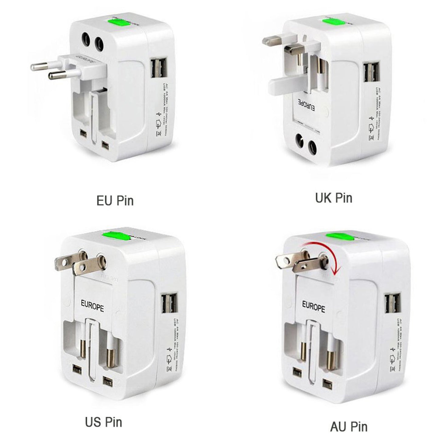 12671 All-in-one Universal Worldwide Travelling Ac Adaptor Plug (Au  Uk  Us  Eu) International Power Charger Electric Usb Power Plug Socket Adapter Converter (1 Pc) - Shop Gharse