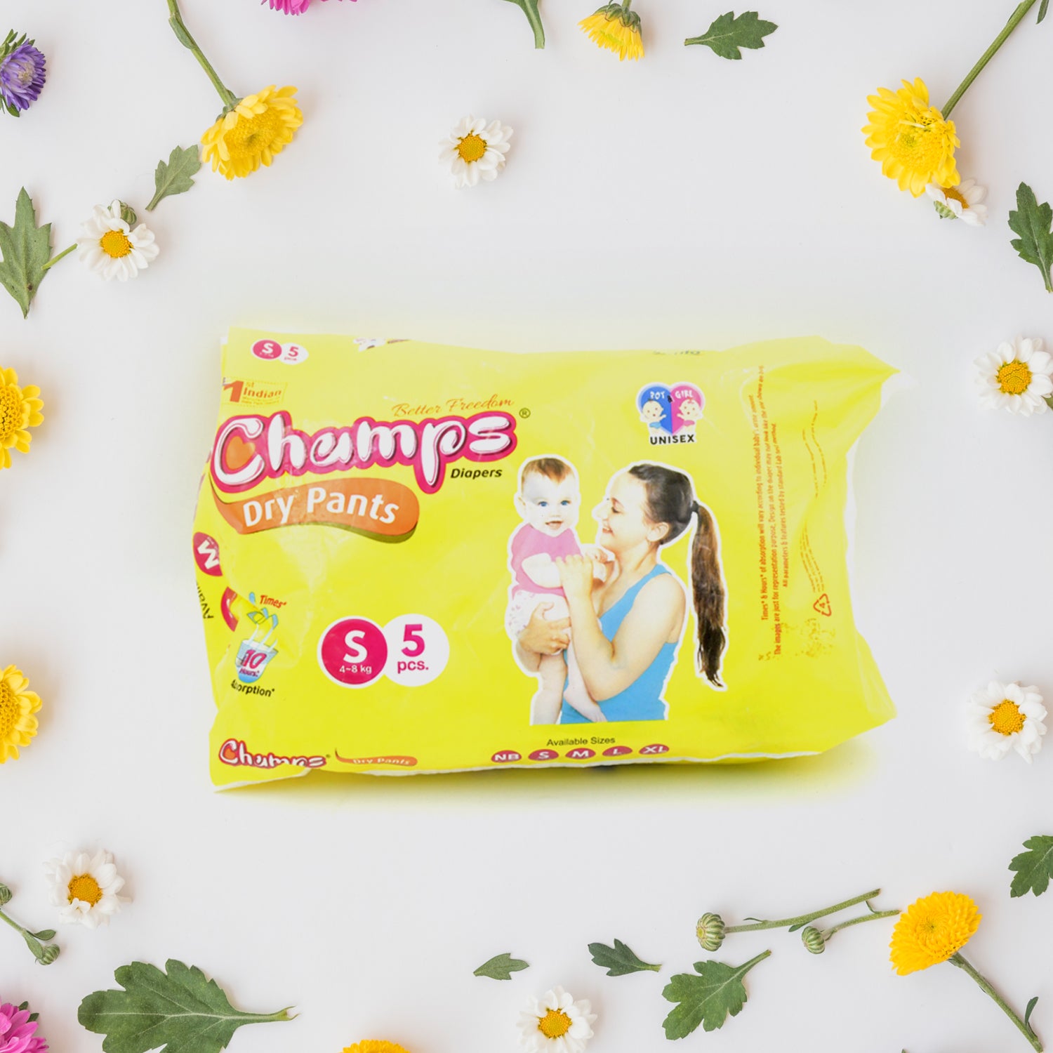 0968 Small  Champs Dry Pants Style Diaper- Small Best For Travel  Absorption Champs Baby Diapers Champs Soft And Dry Baby Diaper Pants (S5 Pcs ) - Shop Gharse