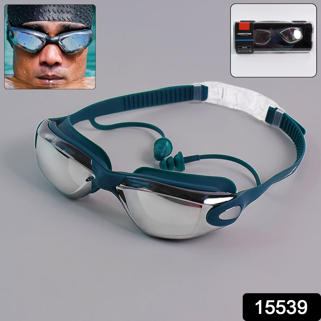 Professional Anti-fog Uv Protection Swimming Goggles With Mirrored Lenses And Earplugs - Shop Gharse