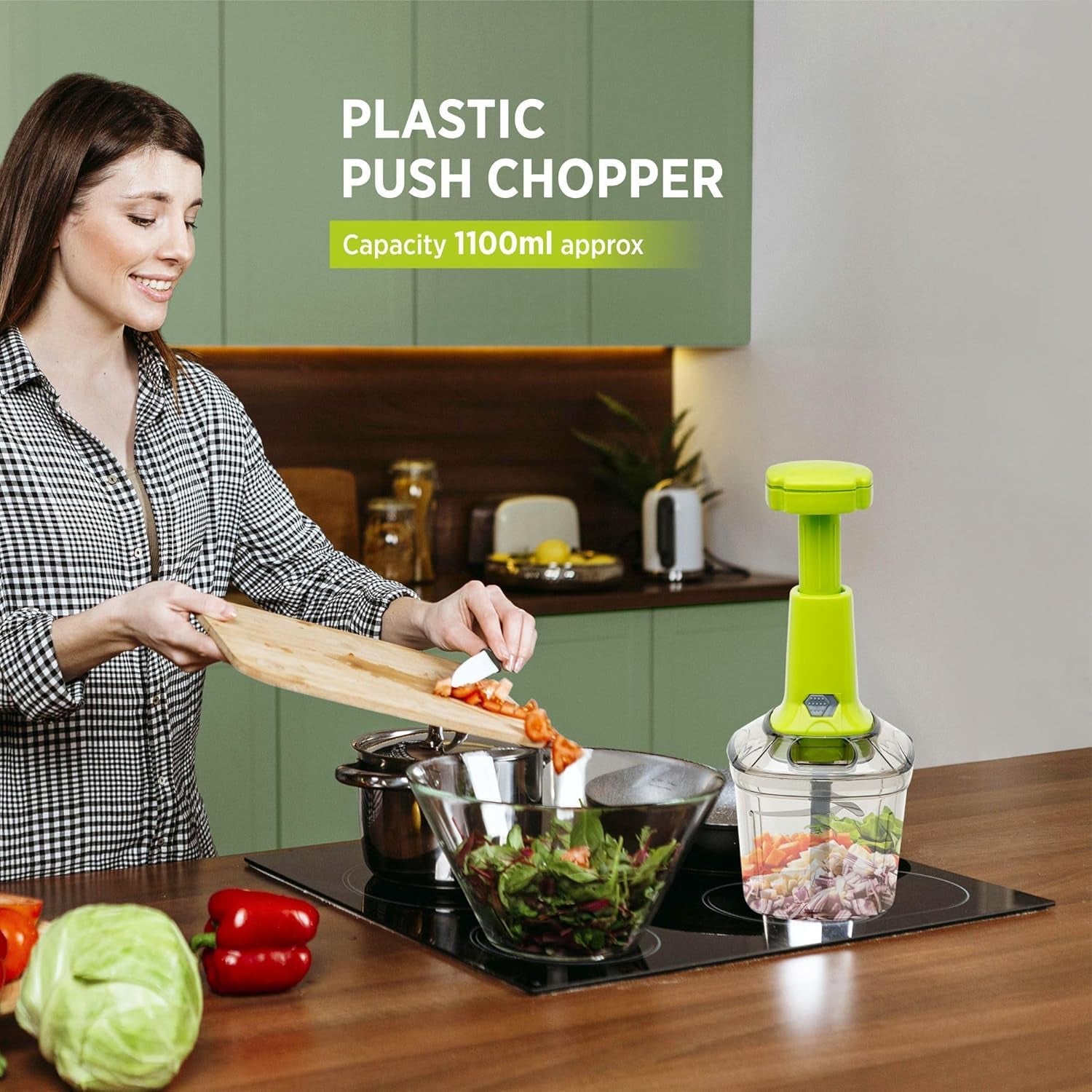 2in1 Press Vegetable Choppers For Kitchen (1100 Ml) - Shop Gharse