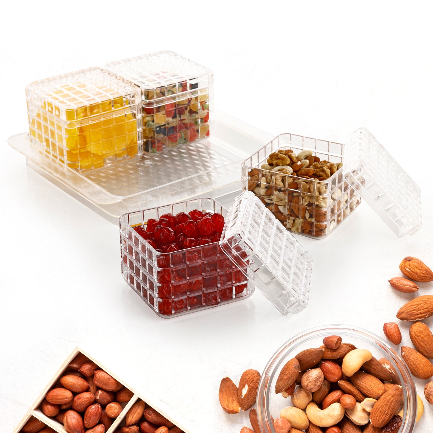 Ganesh Multipurpose Gift Set Dry Fruit Candy (4 Pcs Set  With Tray) - Shop Gharse