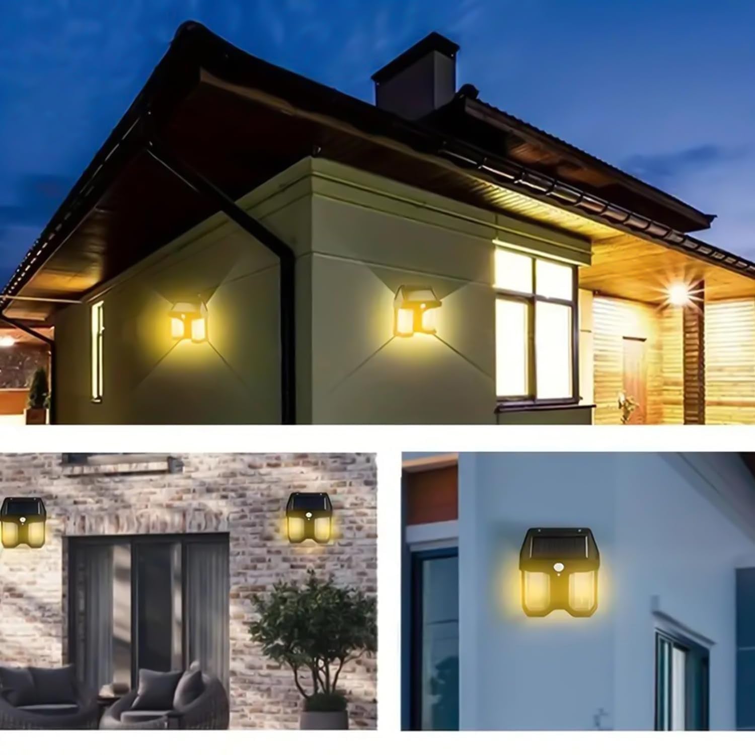 12585 Outdoor Solar Wall Lamp Outdoor Waterproof High Quality Lamp Induction Garden Lamp Garden Villa Night Lamp Double Lamp Light (1 Pc) - Shop Gharse