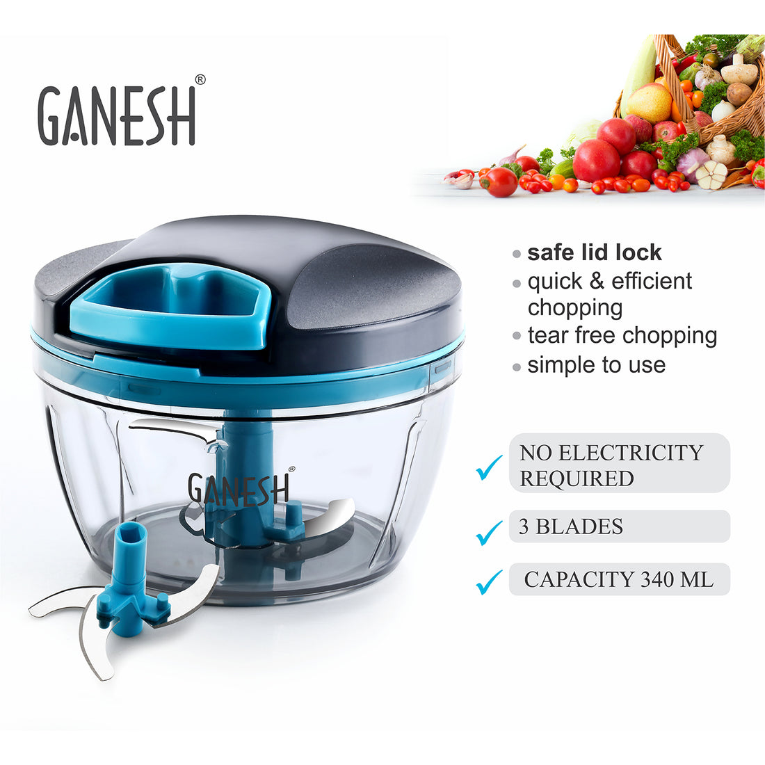 8106 Ganesh Wonder Chopper Grey (470ml) - Shop Gharse