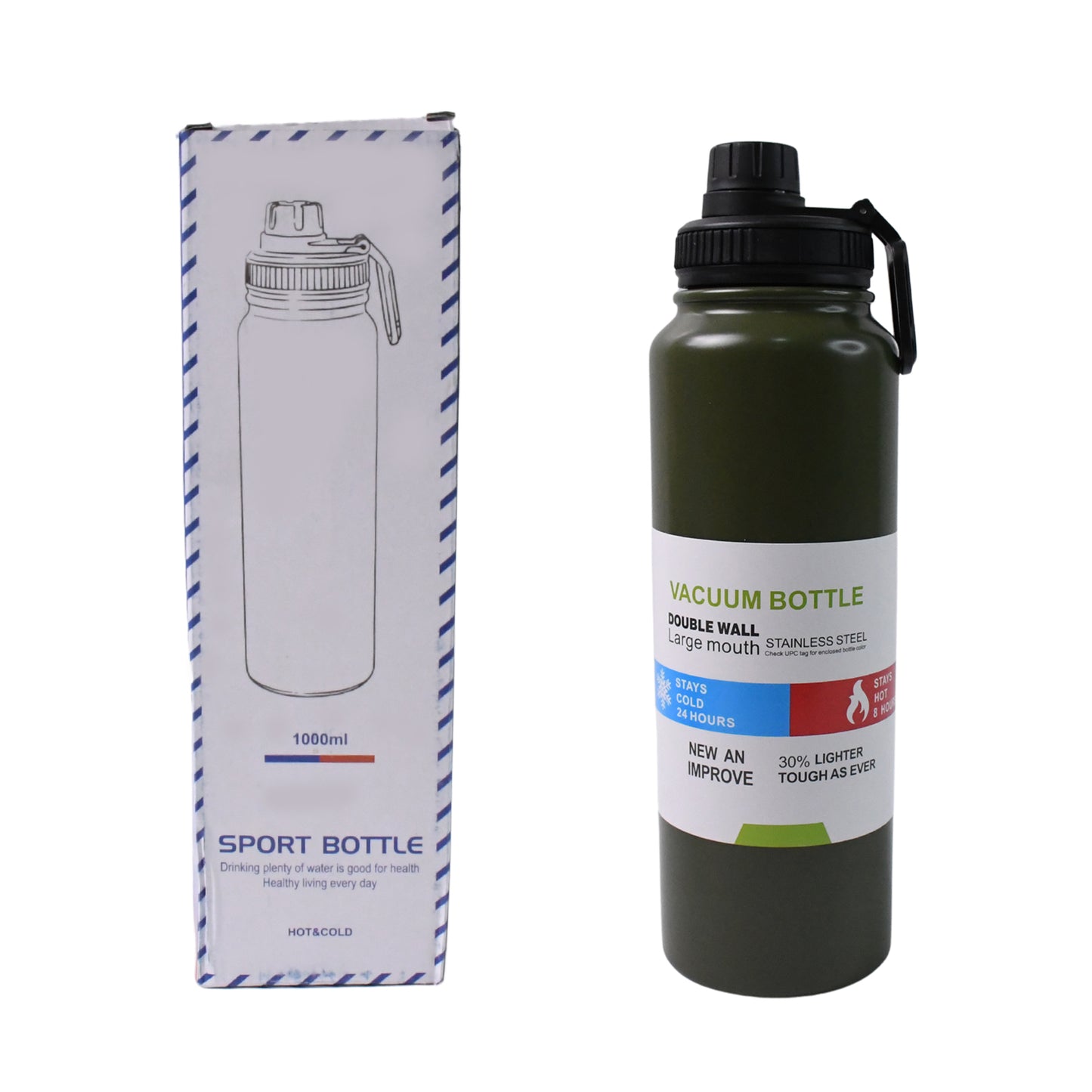 Stainless Steel Double Wall Vacuum-insulated Drink Water Bottle (1000 Ml  Mix Color) - Shop Gharse