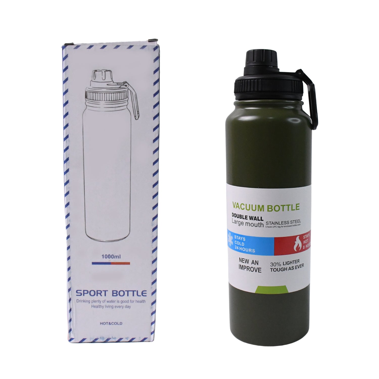 Stainless Steel Double Wall Vacuum-insulated Drink Water Bottle (1000 Ml  Mix Color) - Shop Gharse