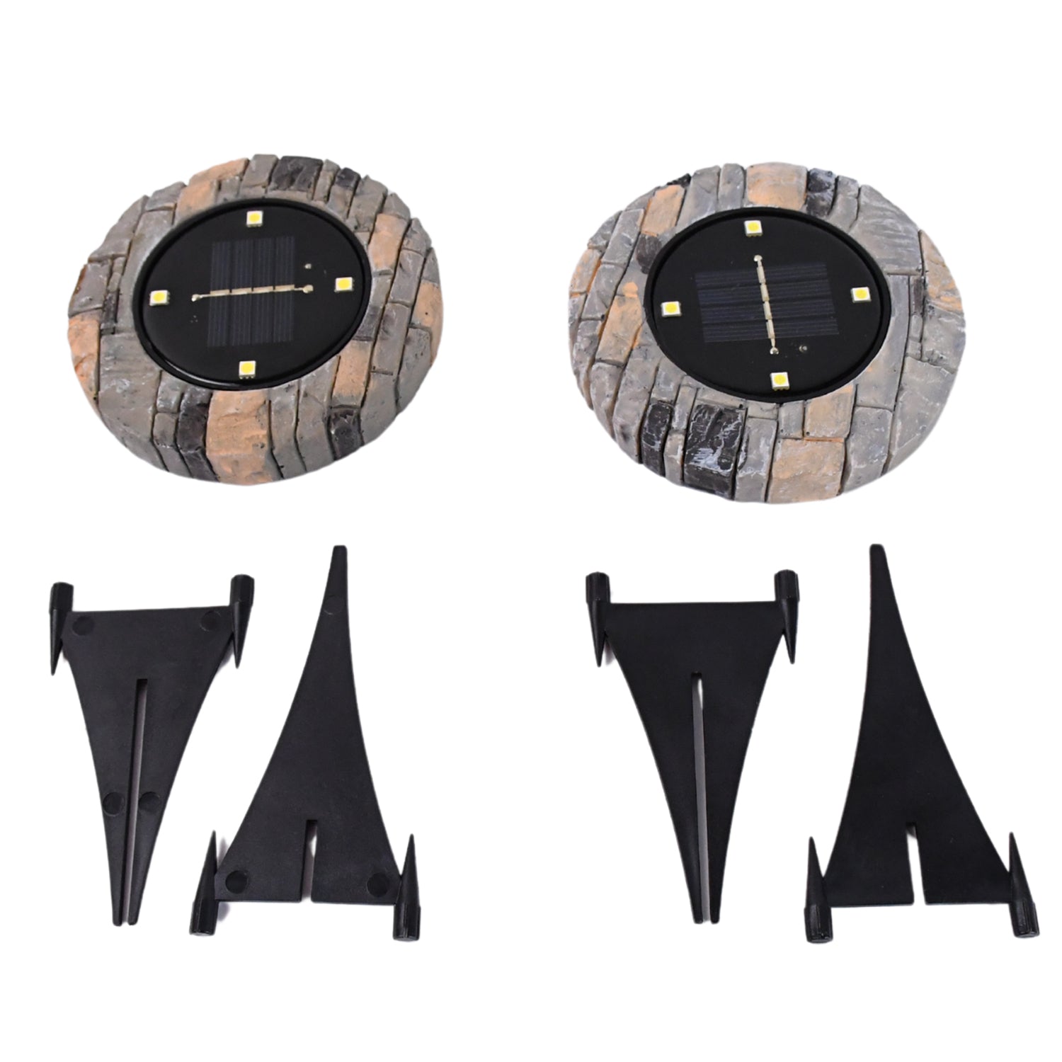 Disk Lights Slate  Heavy Duty Outdoor Solar Pathway Lights  4 Led (2 Pc) - Shop Gharse
