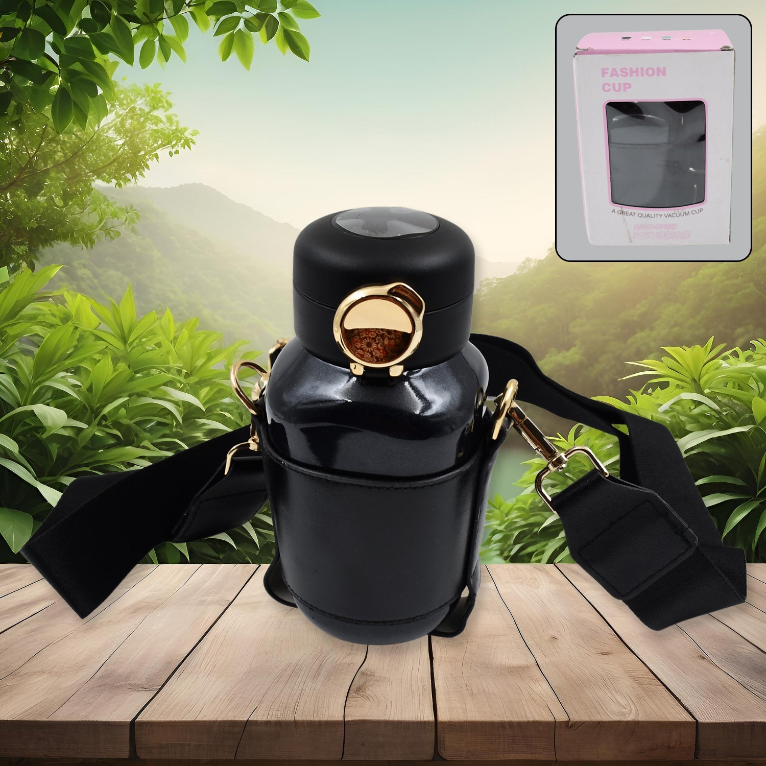Thermos Steel Bottle Push Button  Fashion Cup Temperature Display Bottle (420 Ml) - Shop Gharse