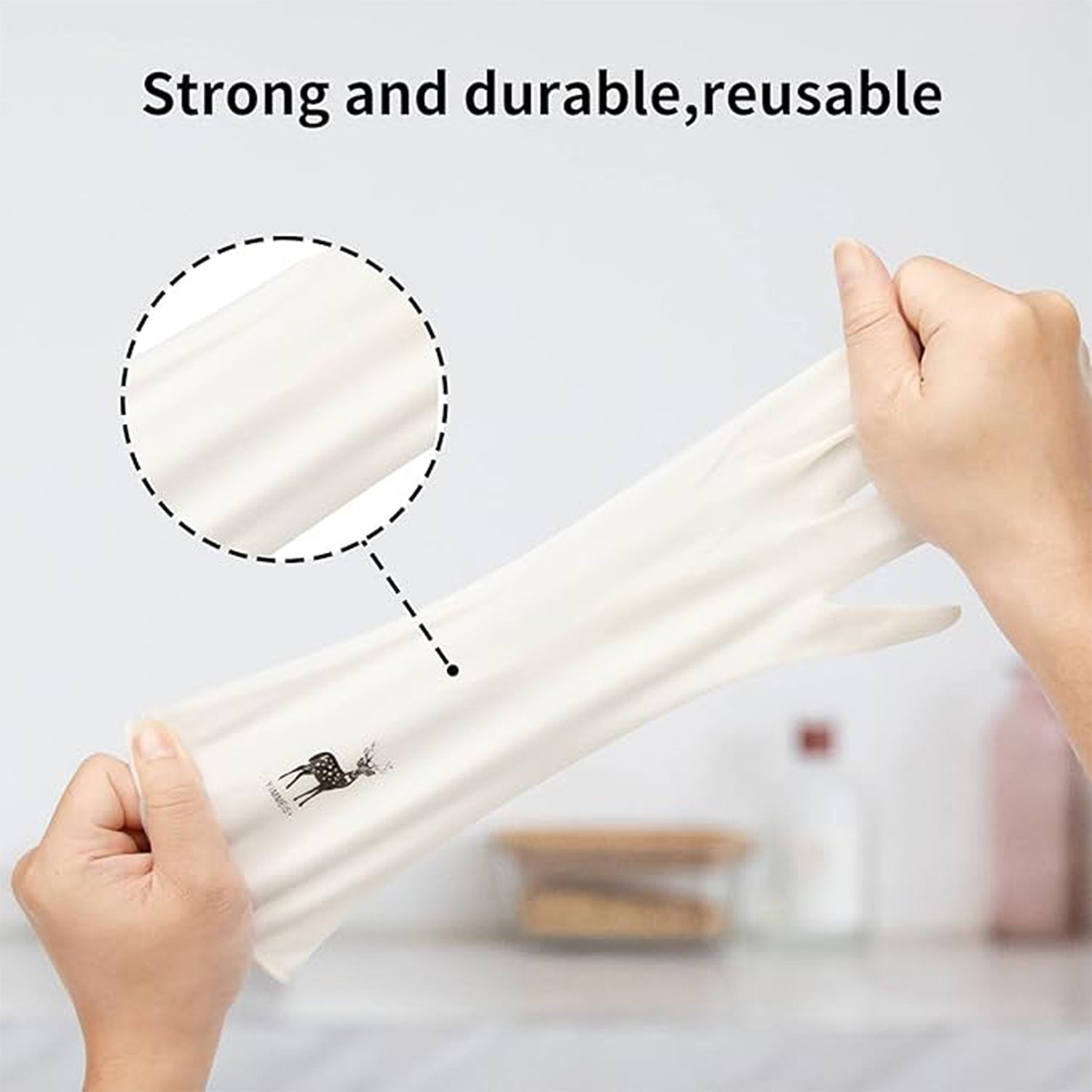 Reusable Deer Print Rubber Cleaning Gloves (1 Pair ) - Shop Gharse