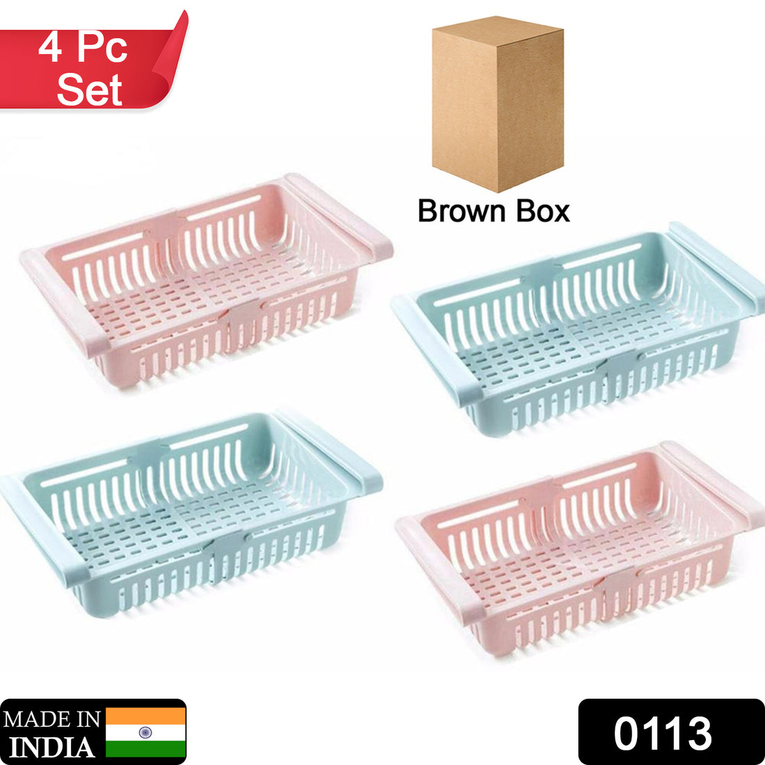 113 Adjustable Fridge Storage Basket Fridge Racks Tray Sliding Storage Racks (4 Pc Set) - Shop Gharse