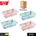 113 Adjustable Fridge Storage Basket Fridge Racks Tray Sliding Storage Racks (4 Pc Set) - Shop Gharse