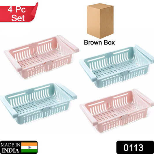 113 Adjustable Fridge Storage Basket Fridge Racks Tray Sliding Storage Racks (4 Pc Set) - Shop Gharse