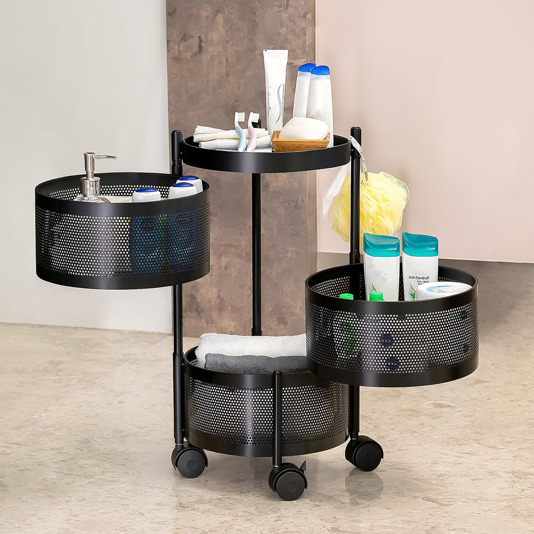 Metal Round High Quality Kitchen Trolley With Wheels (3 Layer  1 Pc) - Shop Gharse