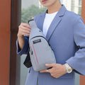 0323 Grey Waterproof Anti Theft Crossbody Fanny Pack Waist Bag Pu Leather Shoulder Bags Chest Men Casual Fashion Usb Charging Earphone Hook Sling Travel Messengers Bag - Shop Gharse