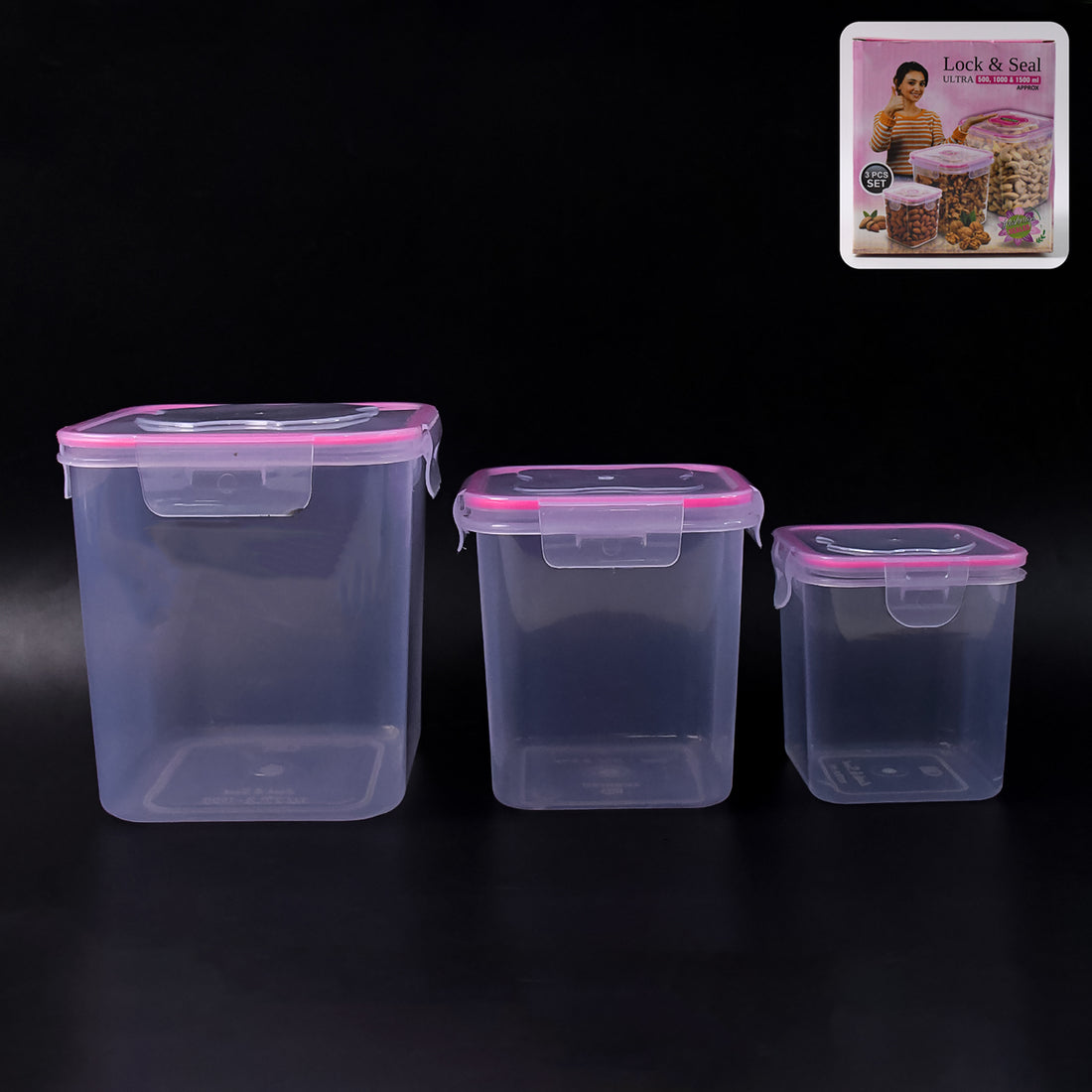 Kitchen Storage Container Set Of 3 Pcs (1500 1000 500 Ml) - Shop Gharse