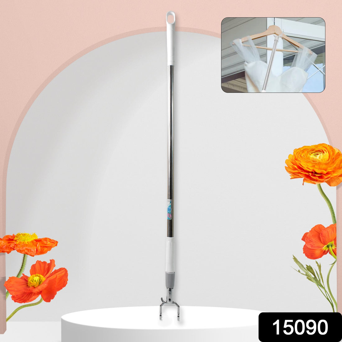 Stainless Steel Telescopic Pole Clothes Hooks Hanger (1 Pc  155 Cm) - Shop Gharse