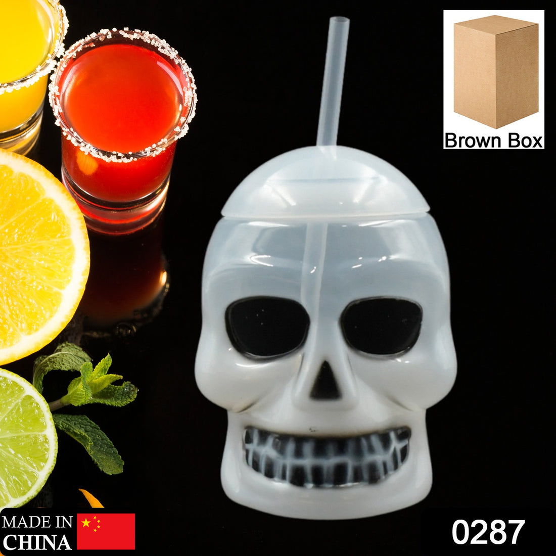 0287 Ghost Face Bottle Water Bottle Drinking Cup With Lid And Straw Party Favors Summer Hawaiian And Beach Party Decorations For Kids Adults With Brown Box(1 Pc) - Shop Gharse