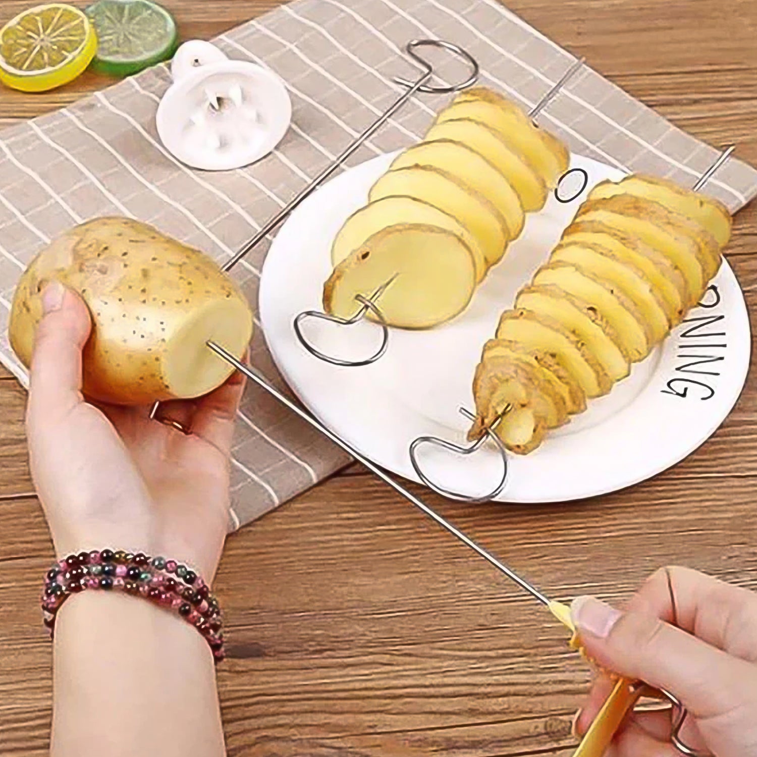 1 Set Potato Spiral Cutter Potato Twister (4 Spits) - Shop Gharse