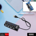 6995 4 Port Usb Hub Usb 2.0 Hub Splitter High Speed With Onoff Switch Multi Led Adapter Compatible With Tablet Laptop Computer Notebook - Shop Gharse