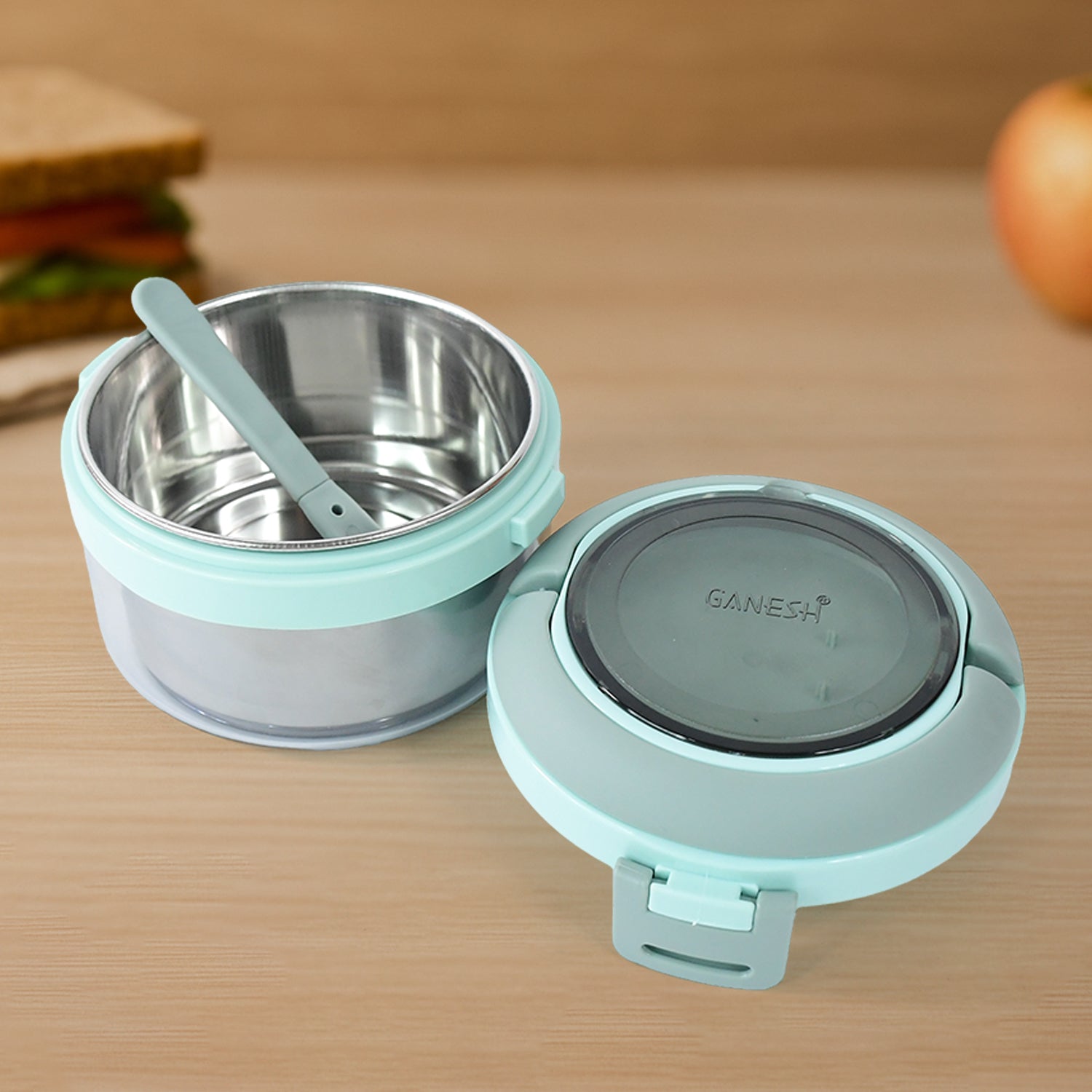 Ganesh Tiara 400ml Stainless Steel Insulated Lunch Box With Leakproof Lid  Folding Spoon - Shop Gharse