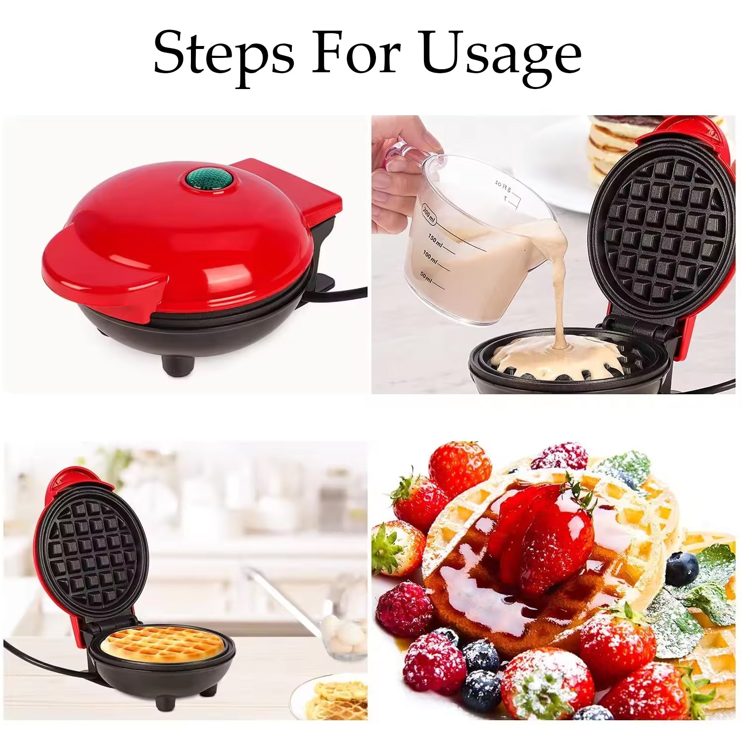 Mini Waffle Maker Machine Waffle Iron Home Appliances Kitchen Gift Easy To Clean On-stick Surfaces Perfect Breakfast Dessert Sandwich Pan Cakes Paninis  Other Snacks Machine - Shop Gharse