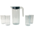 Apex Crystal Premium Jug With Lid  4 Pcs Glass (1500 Ml  300 Ml Approx  5 Pcs Set) - Shop Gharse