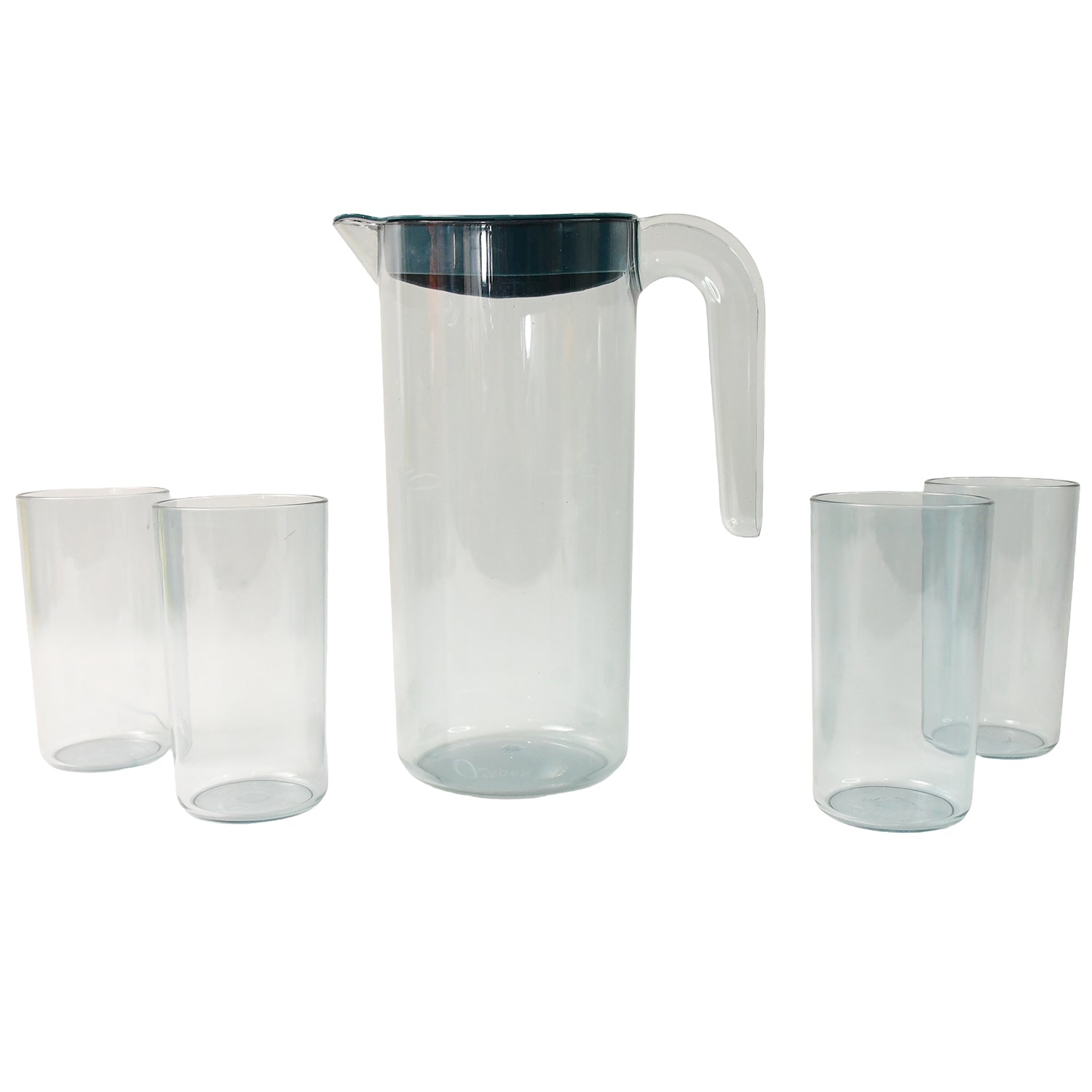 Apex Crystal Premium Jug With Lid  4 Pcs Glass (1500 Ml  300 Ml Approx  5 Pcs Set) - Shop Gharse