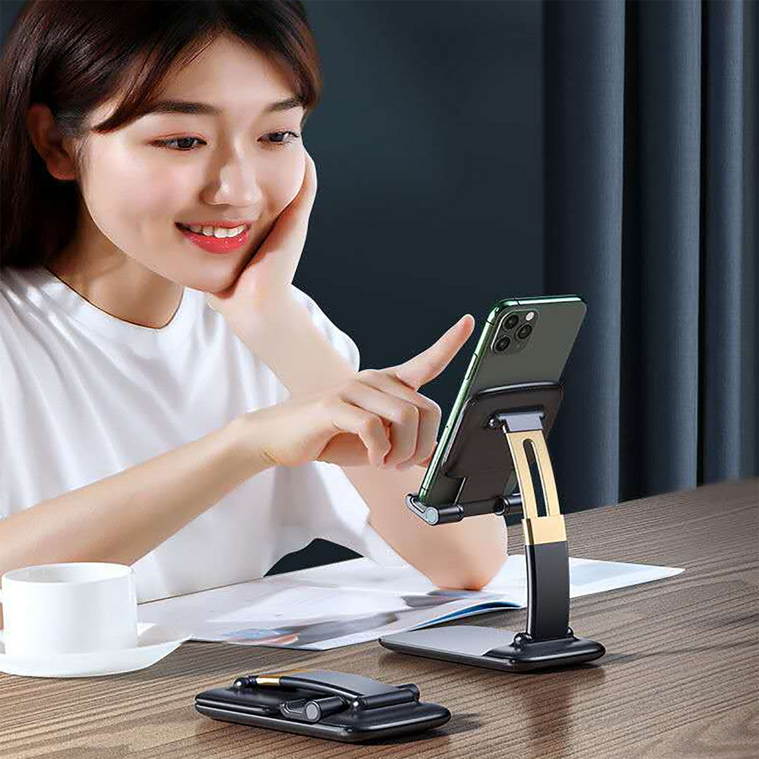 1286 Phone Holder For Table Foldable Universal Mobile Stand For Desk - Shop Gharse