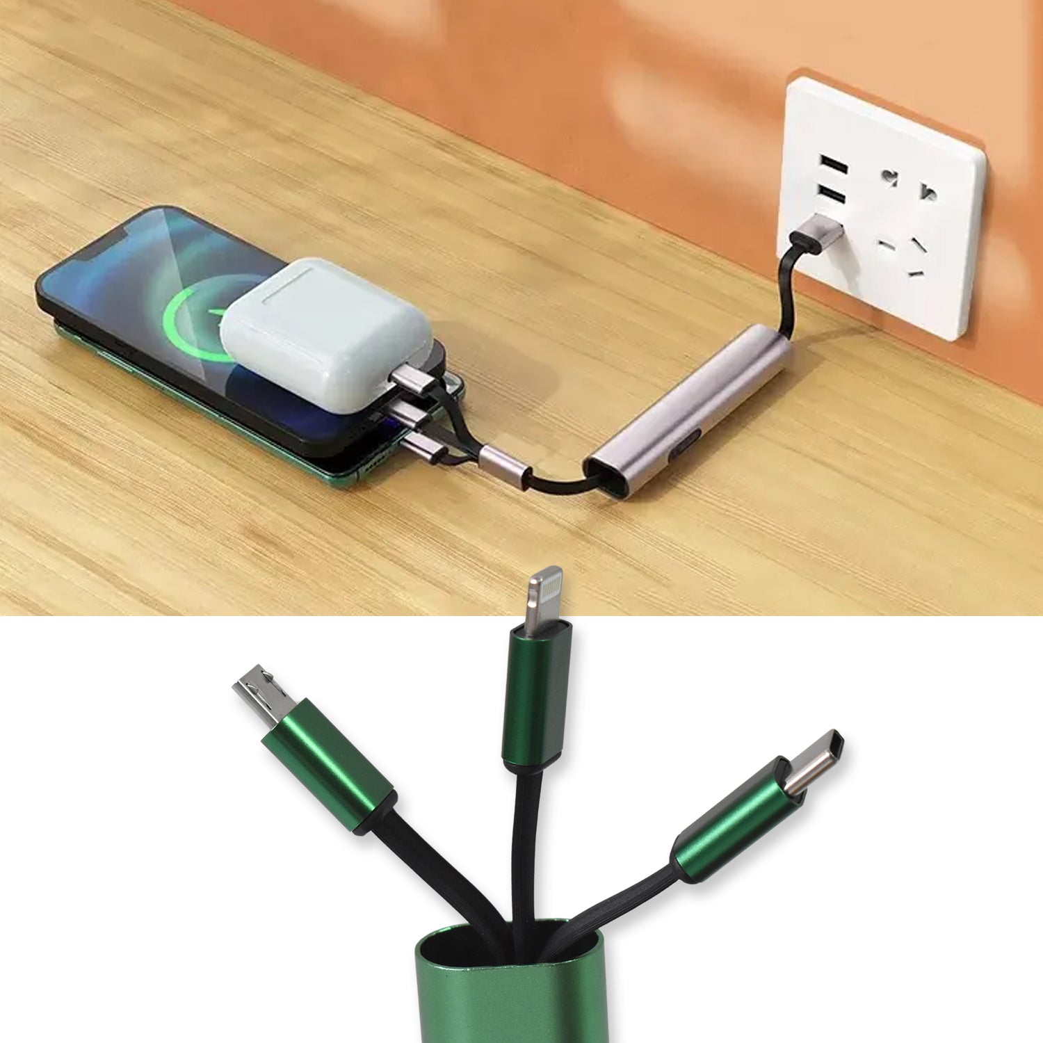 Charging Cable 3 In 1 Extendable Data Transmit  Charging Cable (1 Pc) - Shop Gharse