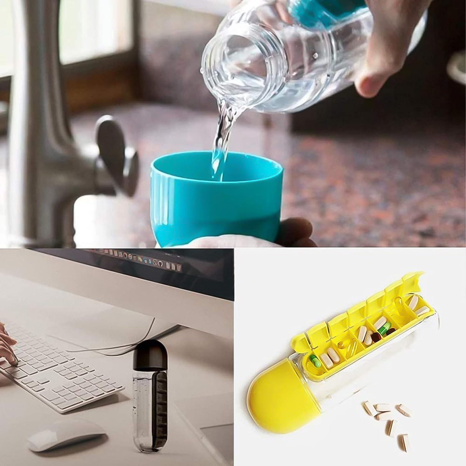 12911 Pill  Vitamin Bottle Water Bottle Multi Functional Use For Traveling  Outdoor Use Water Bottle Travelling Kit Summer Special Bottle (600 Ml   Mix Color ) - Shop Gharse