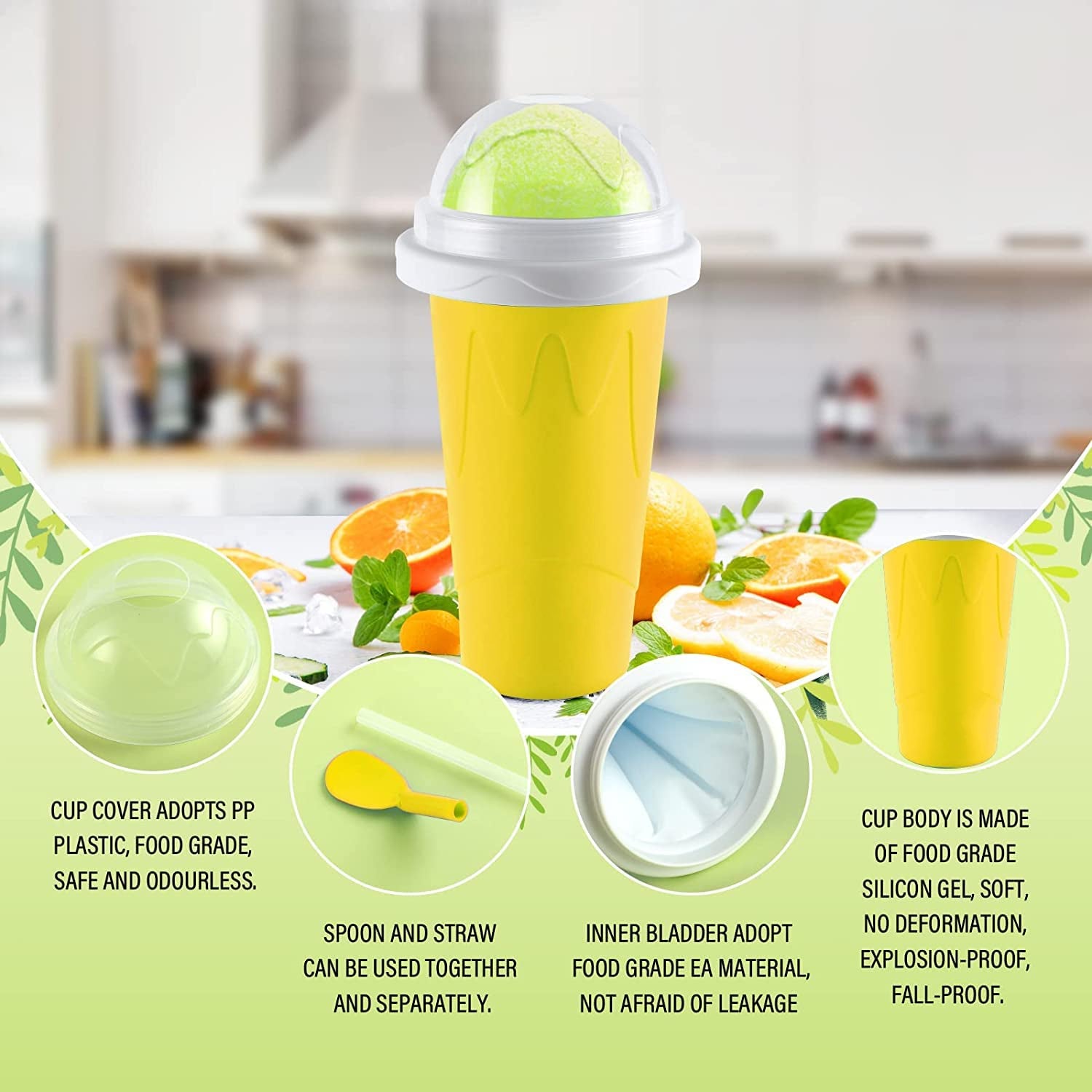 Smoothies Maker Cup Magic Quick Frozen Smoothies Cup Cooling Cup Double Layer Squeeze Cup Slushy Maker (1 Pc) - Shop Gharse