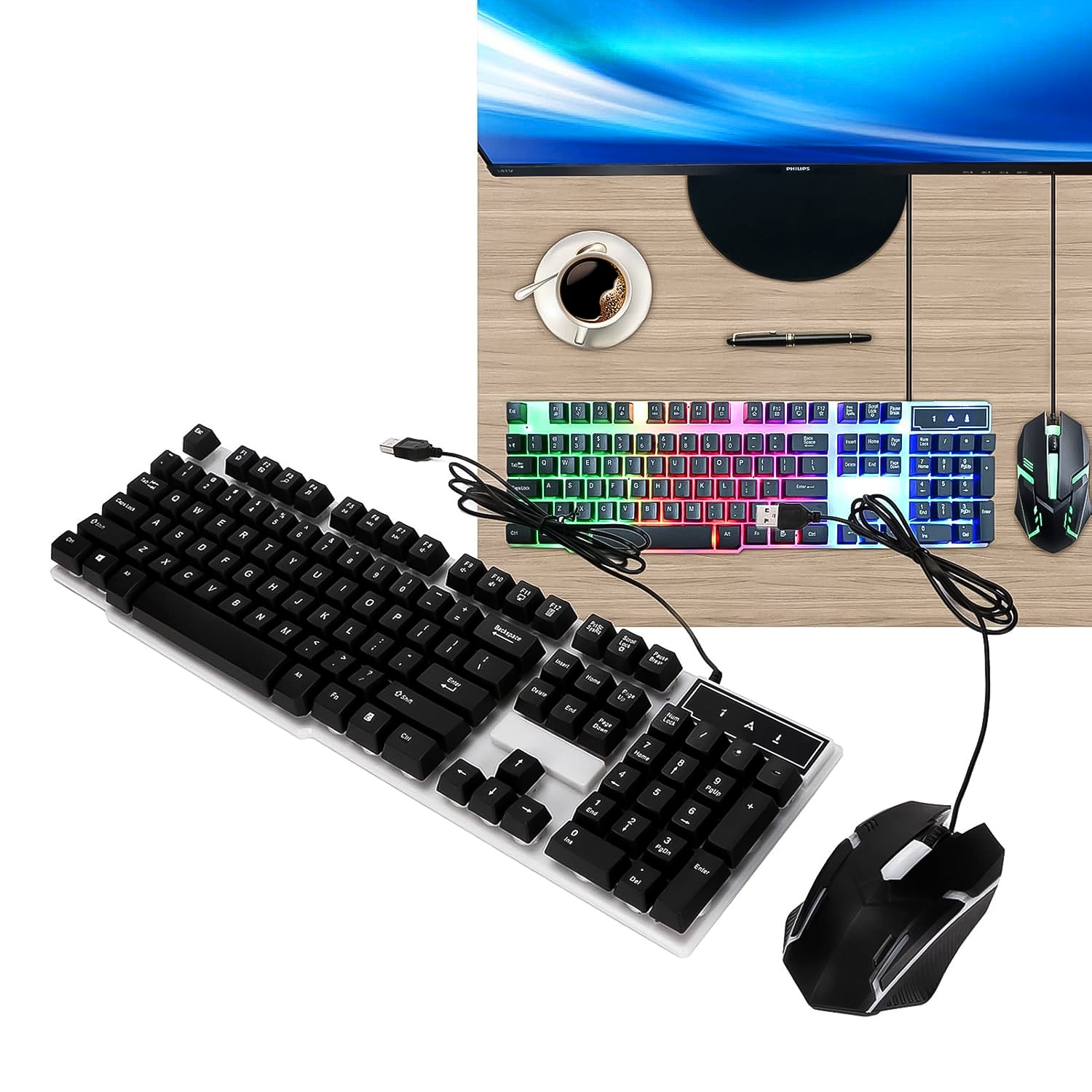 104 Key Colorful Lighting Keyboard Mouse Set (2 Pc Set) - Shop Gharse