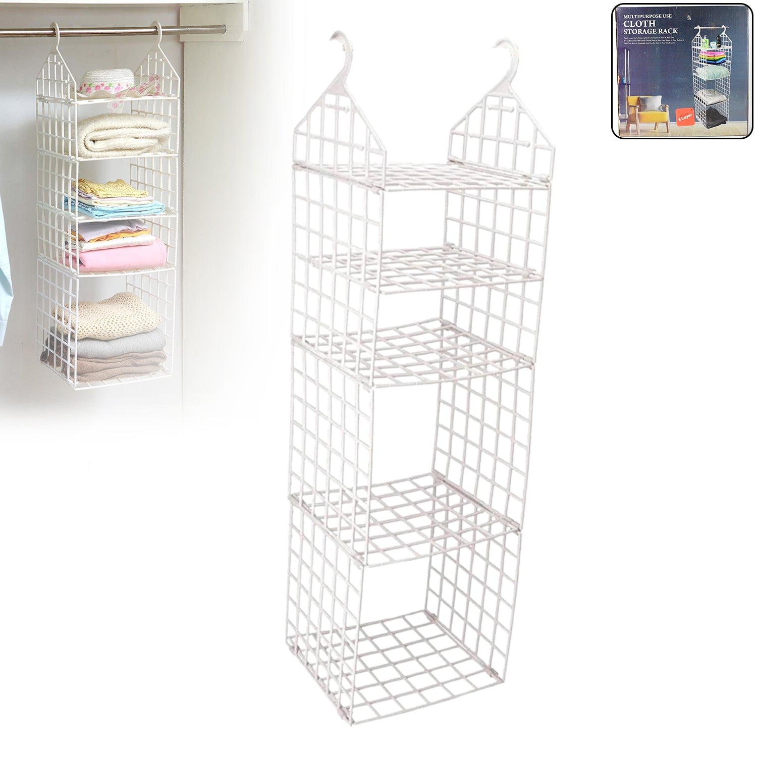 4526 Multipurpose 5 Layer Folding Clothes Storage Rackscloset For Students Wardrobe Shelves Socks Scarf T-shirt Etchanging Organizer Storage Holders  Racks - Shop Gharse