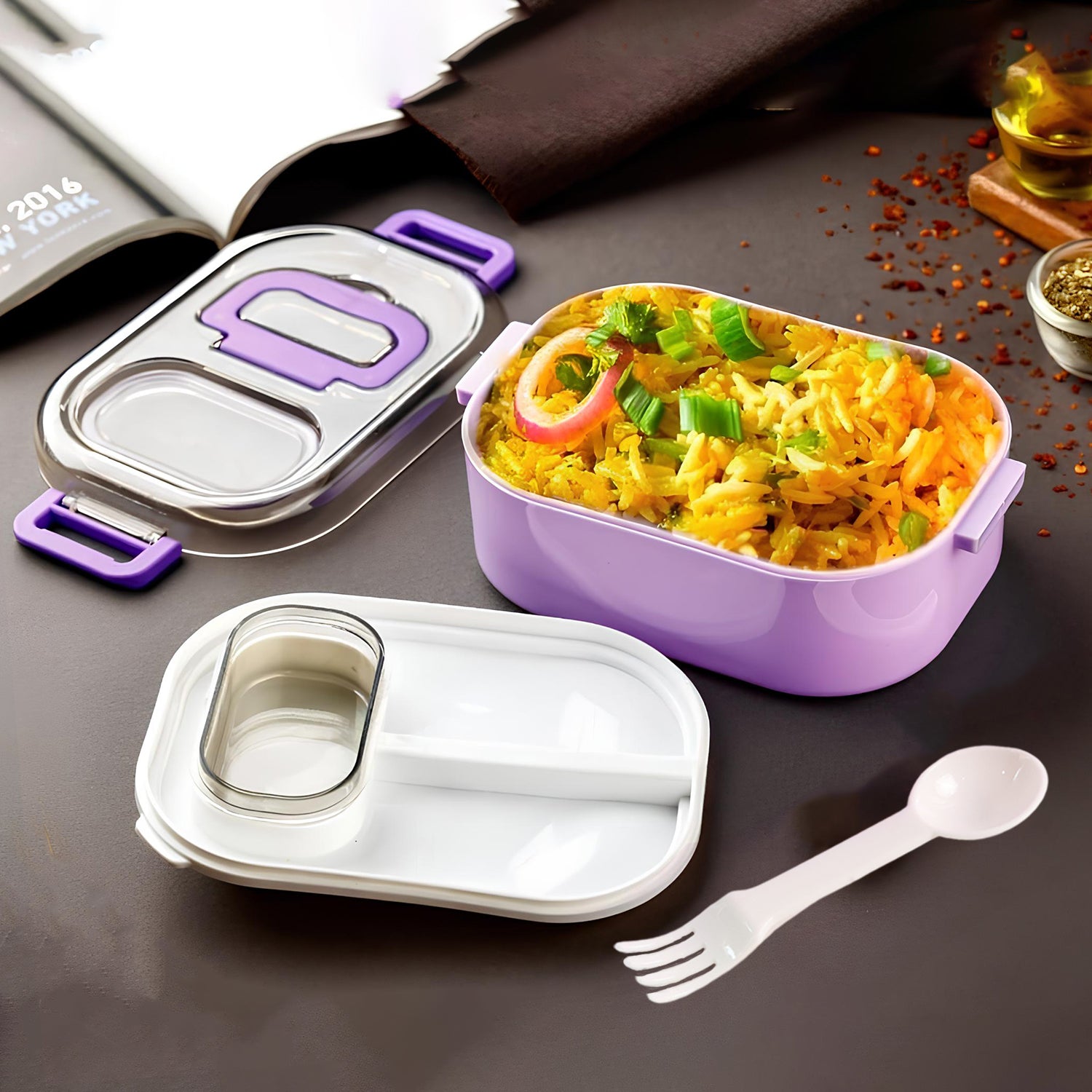Multi-functional 1 Set Leakproof Lunch Box With Cutlery  Tumbler - Shop Gharse