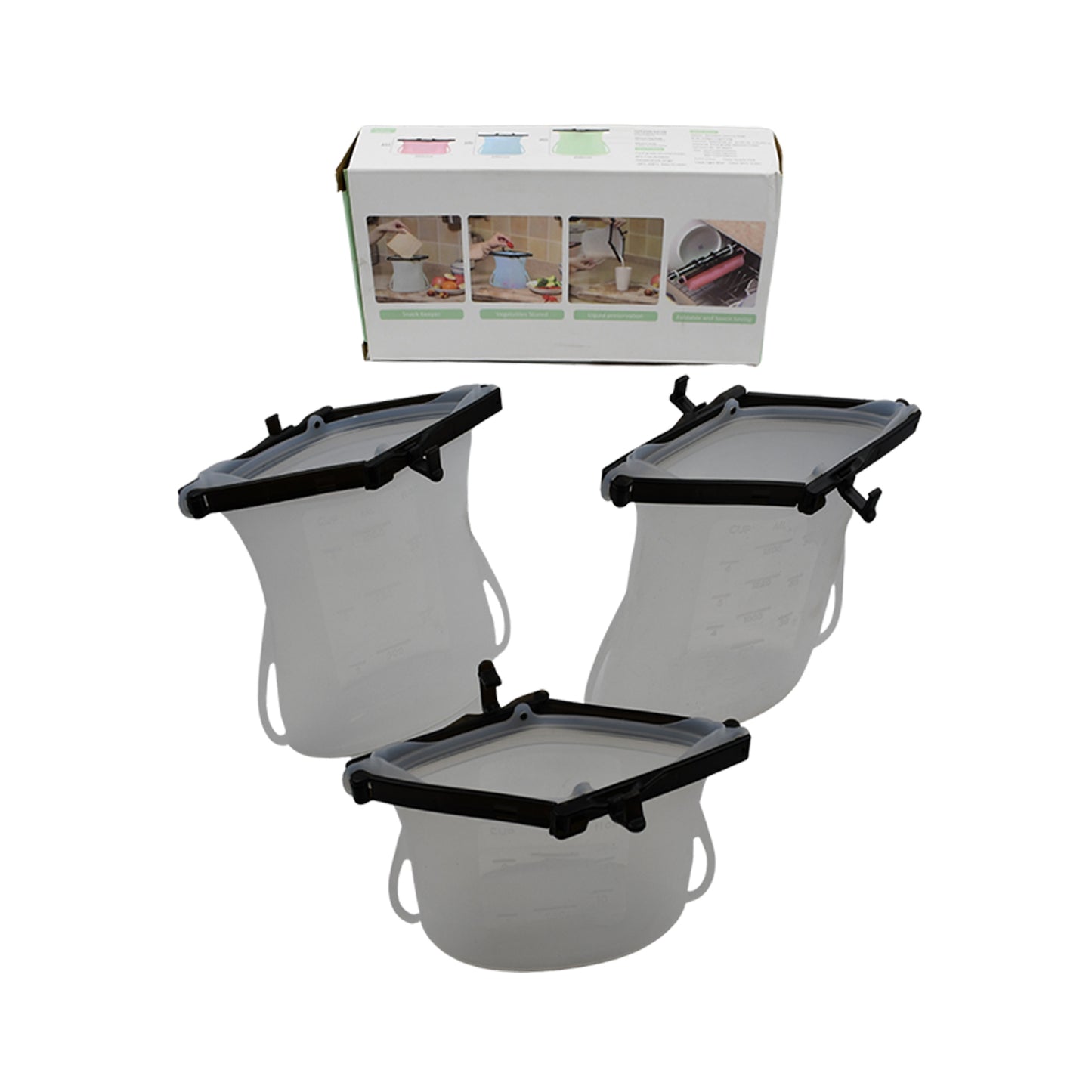 5985  Reusable Silicone Food Storage Bag 3 Bag Set Leakproof Lock Reusable Flat Bottom Freezer Bags Sandwich Bags  Silicone Food Grade Kids Snack Bags  Bpa Free Microwave Dishwasher Safe - Shop Gharse