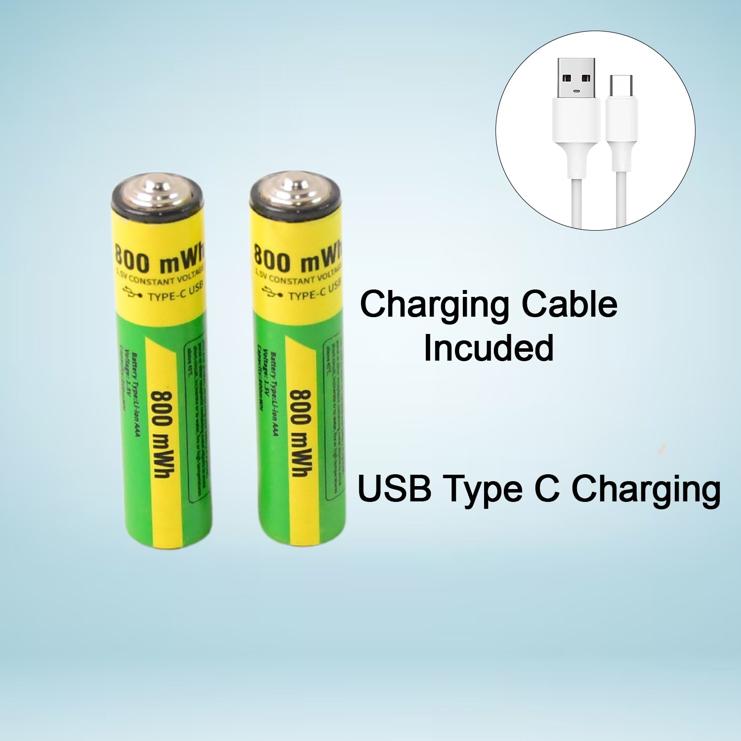 Aaa Rechargeable 800 Mwh Batteries With Recharging Cable (2 Pc Set) - Shop Gharse