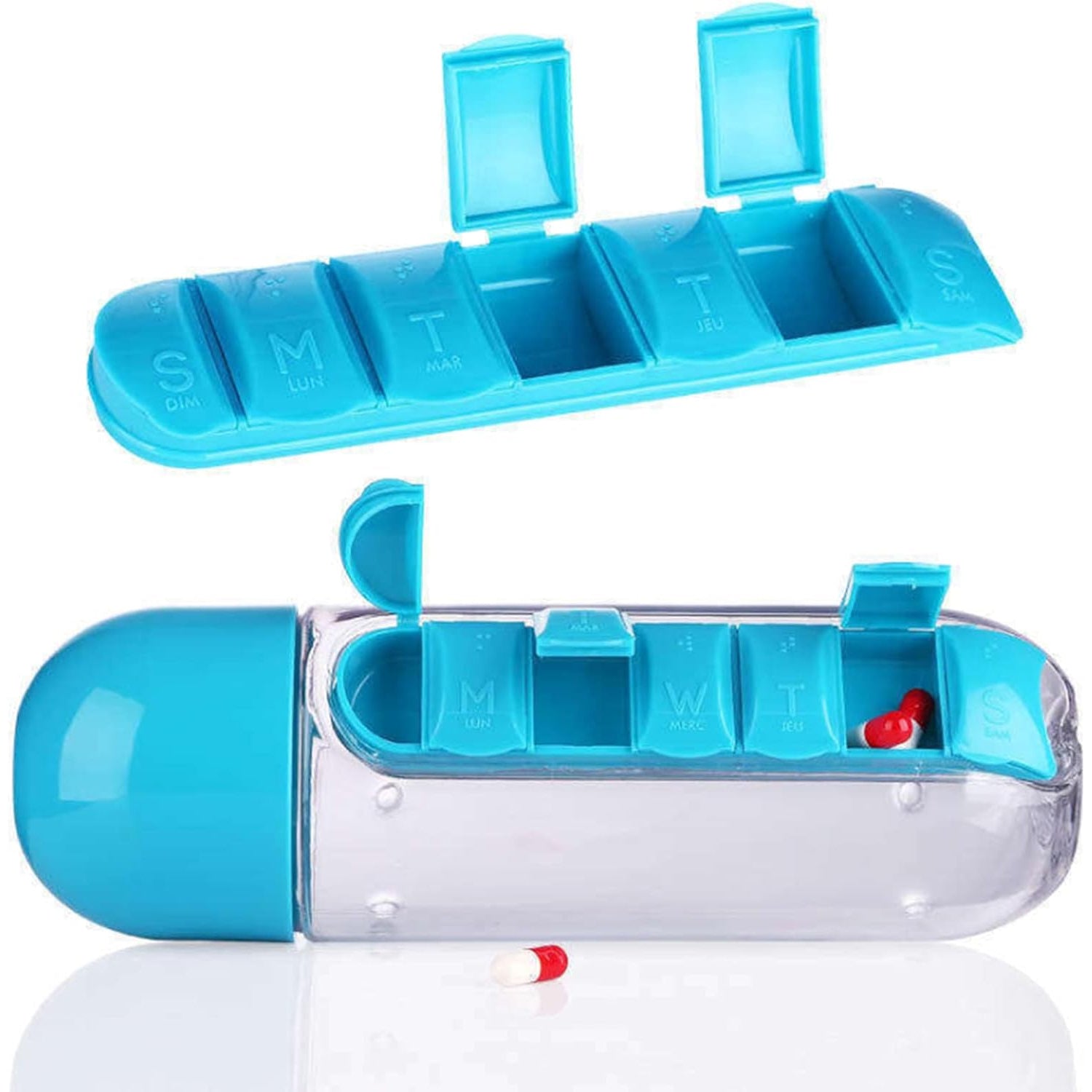 12911 Pill  Vitamin Bottle Water Bottle Multi Functional Use For Traveling  Outdoor Use Water Bottle Travelling Kit Summer Special Bottle (600 Ml   Mix Color ) - Shop Gharse